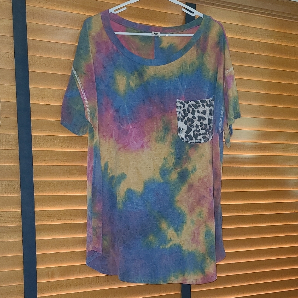 Sew In Love Multicolor Tie-Dye Short Sleeve Tee